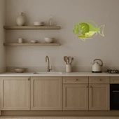 Tropikal Balık Temalı Renkli Dekoratif İç Mekan Altın Aynalı Tablosu thumbnail 3