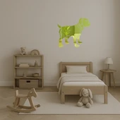 Gri Köpek Kırmızı Tasma Dekoratif Altın Aynalı Tablo thumbnail 4