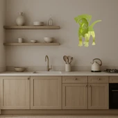 Beyaz ve Bej Köpek Tasarımı İç Mekan Dekoratif Altın Aynalı Tablo thumbnail 3