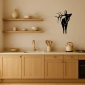 Ahşap Geyik ve Çam Ağaçları Dekoratif İç Mekan Tablosu thumbnail 2