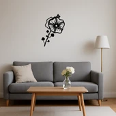 Monokrom Çiçek Desenli Dekoratif Tablo thumbnail 4