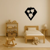 MDF Geometrik Yaprak Desenli Elmas Şekilli Dekoratif Tablo thumbnail 3