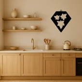 MDF Geometrik Yaprak Desenli Elmas Şekilli Dekoratif Tablo thumbnail 2