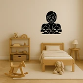 Anne ve Kız Çocuklar Emoji Aile Dekoratif Tablo thumbnail 3