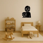 Anne ve Erkek Çocuk Emoji Aile Dekoratif Tablo thumbnail 3