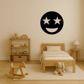 Yıldız Gözlü Gülümseyen Emoji MDF Dekoratif Tablo thumbnail 3
