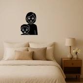 Anne ve Erkek Çocuk Emoji Aile Dekoratif Tablo thumbnail 1