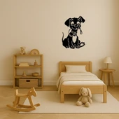 Kırmızı Tasmali Köpek Dekoratif MDF Tablo thumbnail 3