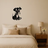 Kırmızı Tasmali Köpek Dekoratif MDF Tablo thumbnail 1