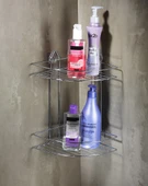 Yapışkanlı Banyo Köşeliği Düzenleyici Şampuanlık Duş Rafı Krom EK-02 thumbnail 1