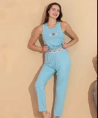 Boyraz 20616 Kadın Milan Kumaş Atlet Pijama Takımı - 1