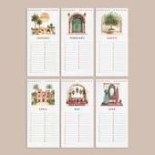 Zamansız Doğum Günü Takvimi, Fas Manzaralı Dekoratif Takvim, 14 x 29,7 cm, 12 Aylık Tarihsiz Sürekli Takvim, Aylık Planl thumbnail 3