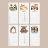 Zamansız Doğum Günü Takvimi, Fas Manzaralı Dekoratif Takvim, 14 x 29,7 cm, 12 Aylık Tarihsiz Sürekli Takvim, Aylık Planl thumbnail 4