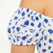 Bardot Omuzu Acık Çiçek Desenli Elbise - Desenli thumbnail 4