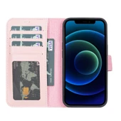 Apple iPhone 13 Pro Uyumlu Deri Cüzdanlı Kılıf NU2 Pembe thumbnail 2