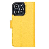 Apple iPhone 13 Pro Uyumlu Deri Cüzdanlı Kılıf FL12 Sarı thumbnail 4