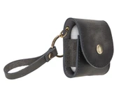 Apple AirPods 2.nesil Uyumlu Deri Kılıf Mai Snap TN18 Gri thumbnail 3