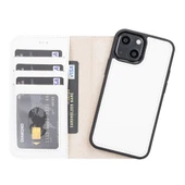 Apple iPhone 13 Mini Uyumlu Deri Cüzdanlı Kılıf F3 Beyaz thumbnail 1
