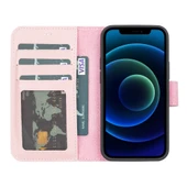 Apple iPhone 13 Mini Uyumlu Deri Cüzdanlı Kılıf NU2 Pembe thumbnail 2