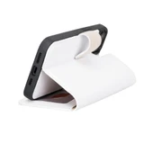 Apple iPhone 13 Uyumlu Deri Cüzdanlı Kılıf F3 Beyaz thumbnail 3