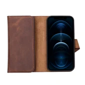 Apple iPhone 13 Pro Uyumlu Deri Cüzdanlı Kılıf Santa G2 Kahve thumbnail 5