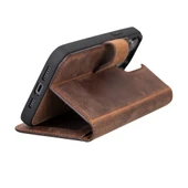 Apple iPhone 13 Pro Max Uyumlu Deri Cüzdanlı Kılıf G2 Kahverengi thumbnail 5