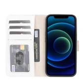 Apple iPhone 13 Uyumlu Deri Cüzdanlı Kılıf F3 Beyaz thumbnail 2