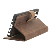 Samsung Galaxy Note 20 Uyumlu Deri Cüzdanlı Kılıf G2 Kahve thumbnail 2