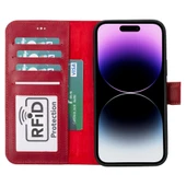 Apple iPhone 15 Plus Uyumlu Deri Cüzdanlı Kılıf MWWN V4EF Kırmızı - 2