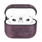 Apple AirPods 3.nesil Uyumlu Deri Kılıf Juni AA7 Mor thumbnail 1