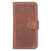 Apple iPhone 12 mini Uyumlu Deri Cüzdanlı Kılıf G2 Antik Kahve thumbnail 4