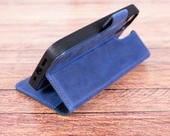 Apple iPhone 13 Pro Uyumlu Deri Cüzdanlı Kılıf Lacivert thumbnail 3