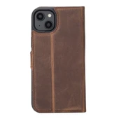 Apple iPhone 14 Plus Uyumlu Deri Cüzdanlı Kılıf MWWN G2 Kahve thumbnail 5