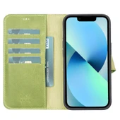 Apple iPhone 13 Uyumlu Deri Cüzdanlı Kılıf Antik yeşil thumbnail 4