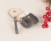 Apple AirPods 2.nesil Uyumlu Deri Kılıf Mai Snap VS05 Gri thumbnail 4