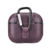 Apple AirPods 3.nesil Uyumlu Deri Kılıf Juni AA7 Mor thumbnail 3