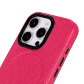 Apple iPhone 16 Pro Max uyumlu, Hakiki Deri, El Yapımı Kılıf, Pembe - 3