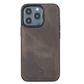 Apple iPhone 13 Pro Uyumlu Deri Cüzdanlı Kılıf Acı Kahve thumbnail 5