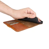 Apple iPhone 13 Uyumlu Deri Cüzdanlı Kılıf Antik Taba thumbnail 5