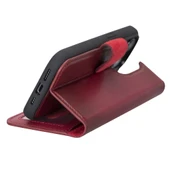 Apple iPhone 14 Pro Uyumlu Deri Cüzdanlı Kılıf MWWN V4EF Kırmızı thumbnail 2