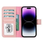 Apple iPhone 15 Uyumlu Deri Cüzdanlı Kılıf MWWN NU2 Pembe - 2