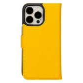 Apple iPhone 15 Pro Max Uyumlu Deri Cüzdanlı Kılıf MWWN FL12 Sarı thumbnail 5