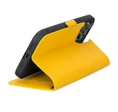 Apple iPhone 13 Pro Max Uyumlu Deri Cüzdanlı Kılıf Limon Sarı thumbnail 4