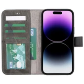 Apple iPhone 15 Plus Uyumlu Deri Cüzdanlı Kılıf MWWN VS4EF Gri thumbnail 2