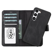 Samsung Galaxy S23 Uyumlu Deri Cüzdanlı Kılıf RST1 Siyah thumbnail 1