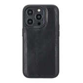 Apple iPhone 14 Pro Uyumlu Deri Cüzdanlı Kılıf MWWN RST1 Siyah - 3