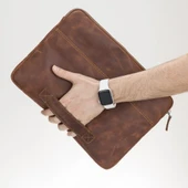 Awe 14 inç MacBook Ve Pc Uyumlu Deri Kılıf TN2 Kahve - 3