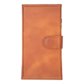 Samsung Galaxy S25 uyumlu, Hakiki Deri, El Yapımı, Cüzdanlı Kılıf, Gölgeli Kahve thumbnail 4