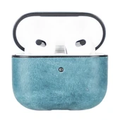 Apple AirPods 3.nesil Uyumlu Deri Kılıf Juni AA32 Mavi - 3