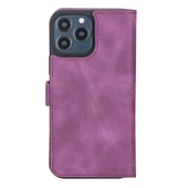 Apple iPhone 13 Pro Max Uyumlu Deri Cüzdanlı Kılıf Rustik Mor thumbnail 3